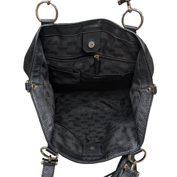 Michael Kors Frances Large Grab Leather Tote Shoulder Bag Tassel Charm 15" - Picture 7 of 13